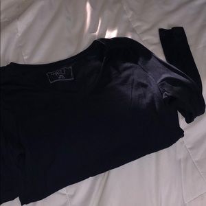 navy blue v neck long sleeve